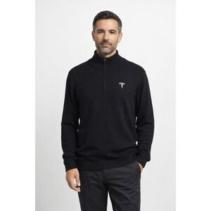 Tesla Quarter Zip Sweater Mens XL Black